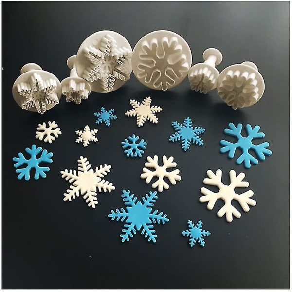 3 kpl Snowflake Cookie Cutters Koristeluun Fondant Embossing Tool S