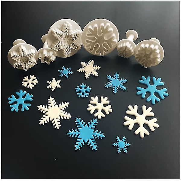 3 st Snowflake Cookie Cutters Dekorera Fondant Präglingsverktyg S