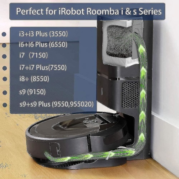 12-packs ersättningspåsar för smutsavfall i flera uppsättningar för Irobot Roomba I7 I7+ S9 S9+ Clean Base Dammsugare