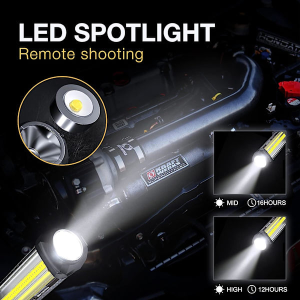Uppladdningsbar LED-arbetslampa COB Torch Inspection Lamp för Auto Garage Workshop
