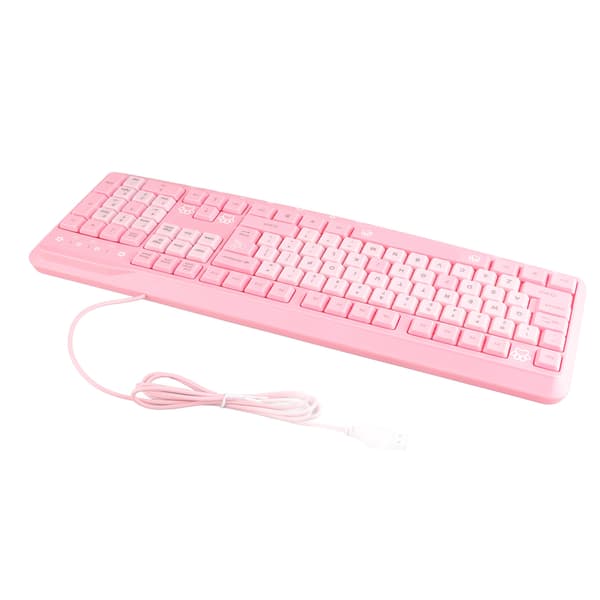 Ultratunt sött tecknat USB-tangentbord för bärbar dator för hemmakontor (rosa)