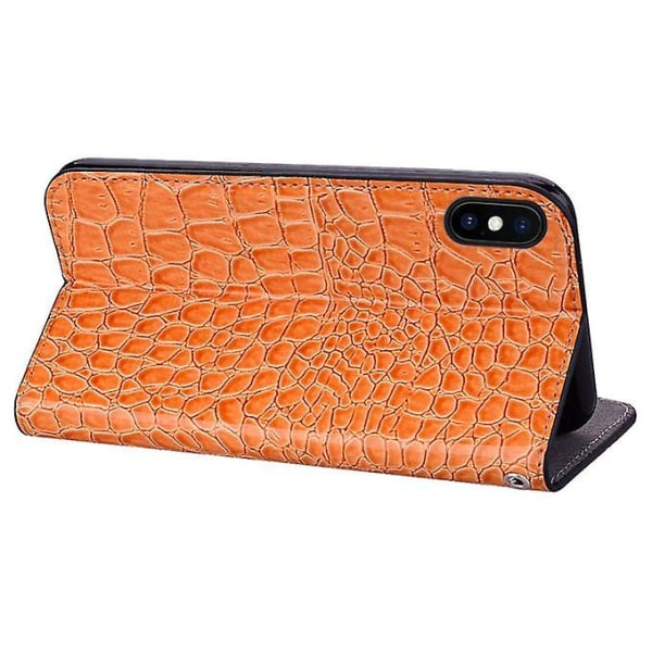 Krokodilläder Flip- case för Apple Iphone X