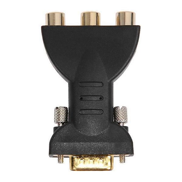 3rca Rgb naaras - HD 15-nastainen VGA-tyylinen komponenttivideosovitin Black