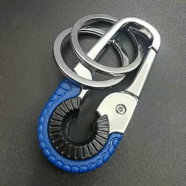 【BQ】Nøglering i rustfrit stål, multifunktionel karabinhage til mænd, bærbar hængespænde 2pcs blue