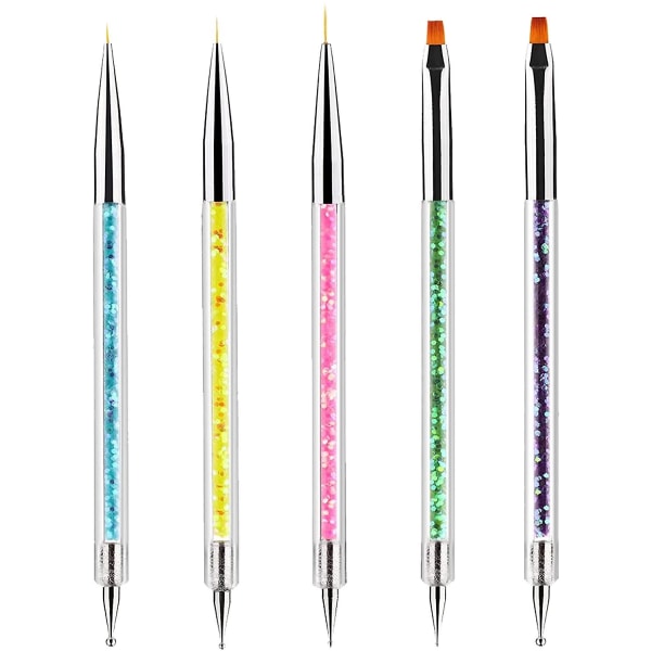 5 stk Nail Art Liner Børster Manikyr Drill Tegning Nails Pen Sequins