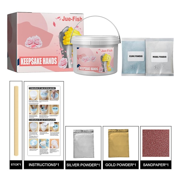 Hand Casting Kit Couple 3d Diy Holding Hand Kits, Casting Kit Includes Gold&silver Powder, Alginate Powder
