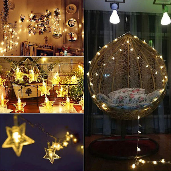 Utomhus String Lights 9.8ft 20 Led Star Dekorativ Jul Batteridriven Star 9.8ft 20 LED