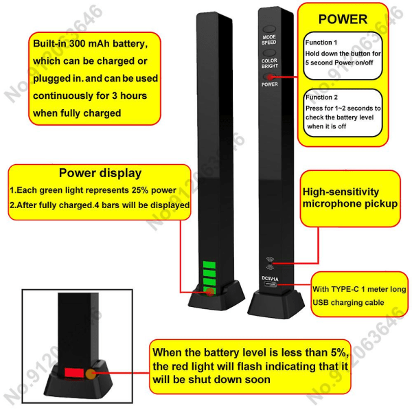 Rgb Musik Ljudkontroll Led-ljus Appkontroll Pickupljus Rytm Ambientljus För bil-tv-spel Dator Desktop Decora Lights Plasi White Battery