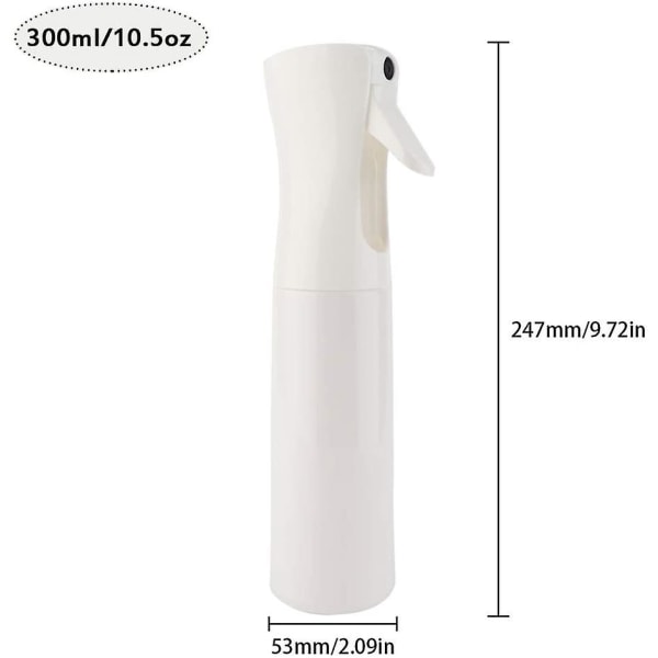 Mister Spray Bottle Til Hår Ultra Fin Continuous Water Mister Spray Bottle White 300ML