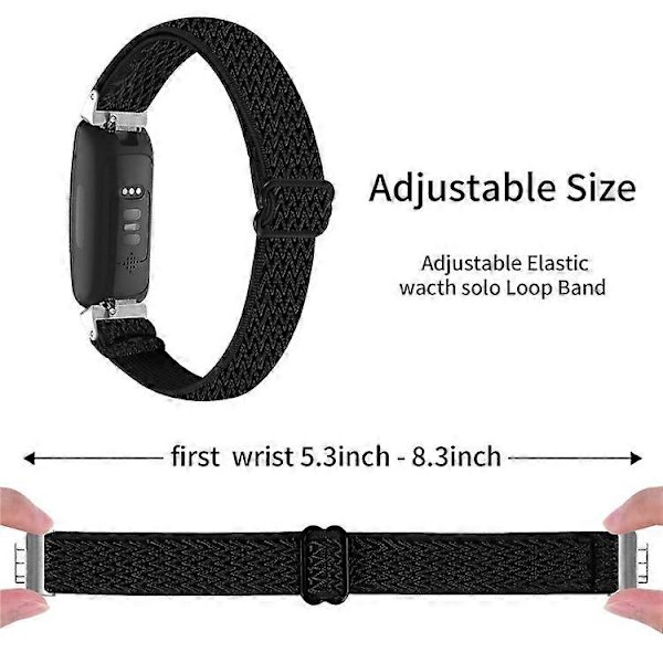 【BQ】Compatible Wave Pattern Woven Nylon Strap for Fitbit Inspire 3 - Replacement Band Black