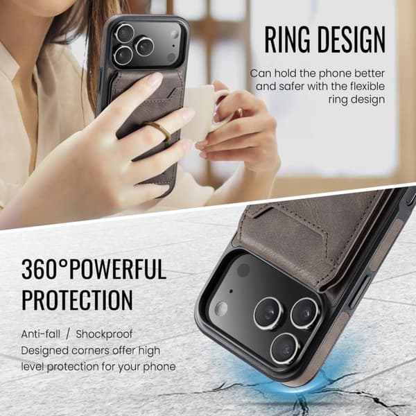 【BQ】iPhone 17 Pro Case with MAGKING K1 MagSafe Detachable Wallet and ID Kaffe