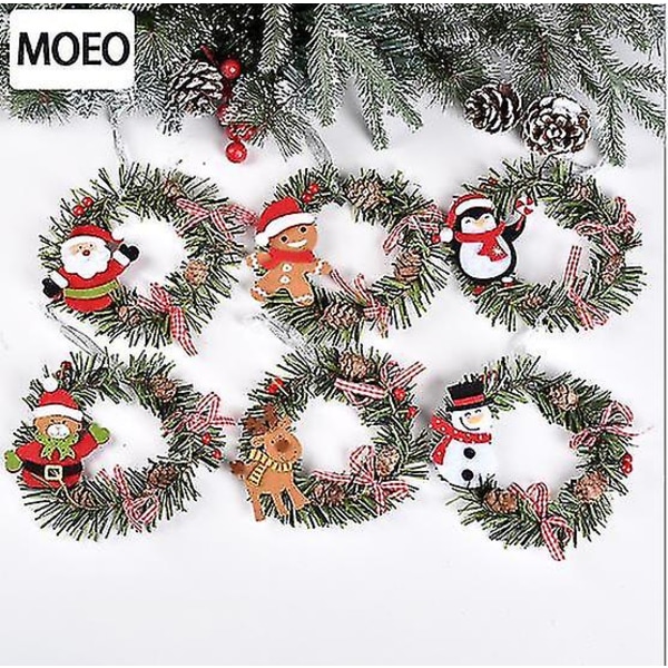 Mini julkransdekoration väggdörr hängande julfestdekorationer jultomten Santa Claus