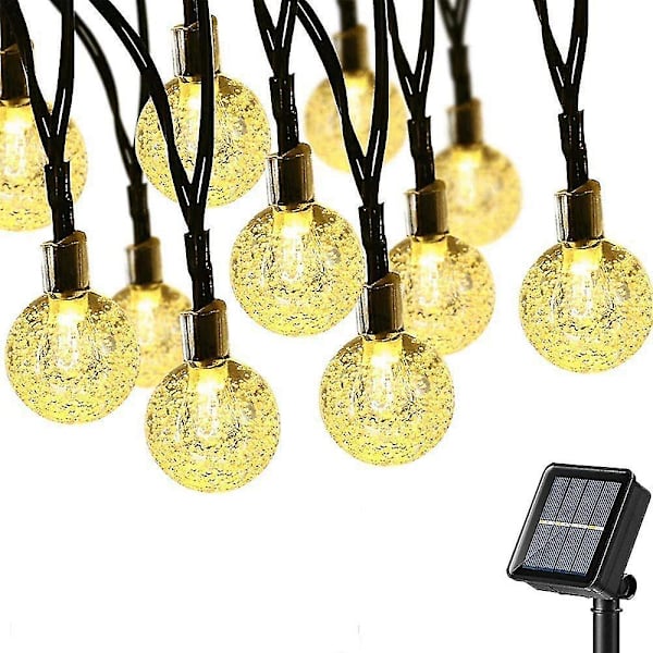5/6,5/9,5 m Crystal Ball Solar String Lights, 20/30/50 Led Solar Patio String Lights, 8 lägen Utomhus Solar Lights Vattentät för uteplats Trädgård ons warm white 9.5m