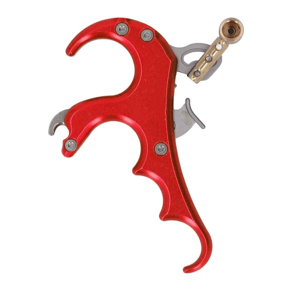 Justerbar känslighet 4-finger compoundbåge release hjälpmedel i röd aluminiumlegering