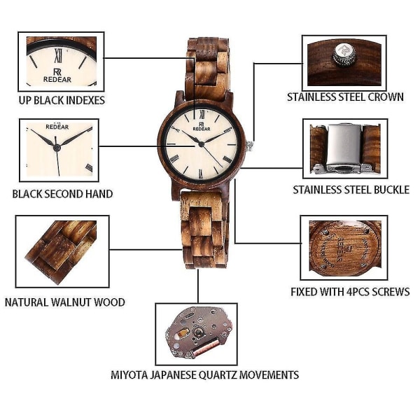 Wood Watches Fargerike Wood Armbåndsur Uke & Dato Visning