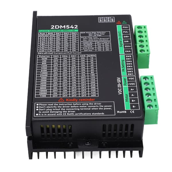 2-faset digital stepmotordriver 2DM542 controller 20-50VDC input