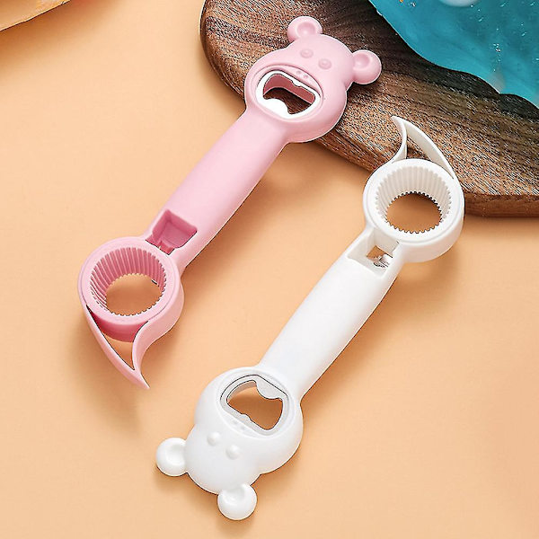 4 i 1 flasköppnare för drycker och öl Bekvämt grepp för hushållsförsörjning Pink