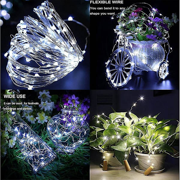 10st 20 led 2m varm vit baby ljus vinflaska humör ljus dekorativ ljus kall vit lykta