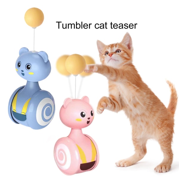 Katt Teaser Leksak Kreativ Reptålig tegnet form Husdjur Kattunge Katt Fjäder Tumlare Leksak Husdjurstillbehör Stad Pink