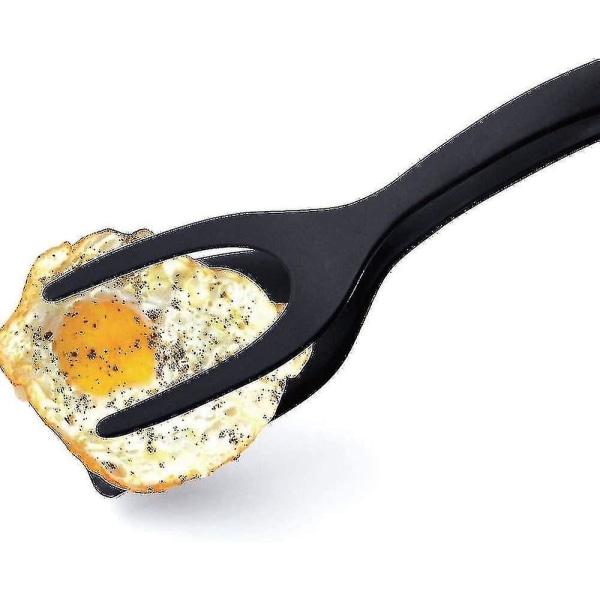 Stekt eggspatel, 2-i-1 silikon eggspatel pannekaker, svart