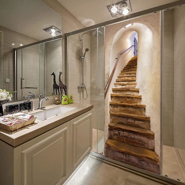 3D sisäovien tarrat koristelu Trompe seinätarrat portaat kylpyhuonejuliste