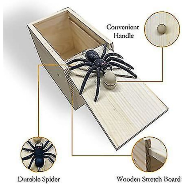 Wooden Box Spoof Fake Spider Prank Spider Skremme Box