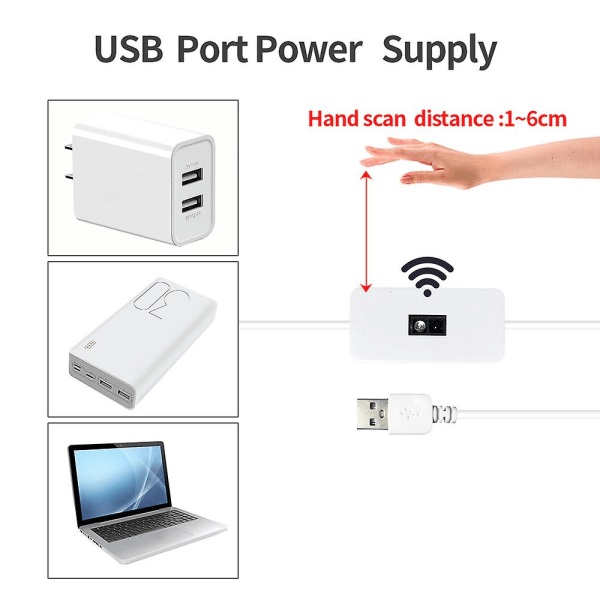 Dc 5v Lampe Usb Motion Led Bakgrunnsbelysning Tv Kjøkken Led Strip Håndsveip vinking På Av Sensor Lys Diodelys Dobbeltsidig tape Cold White 2M