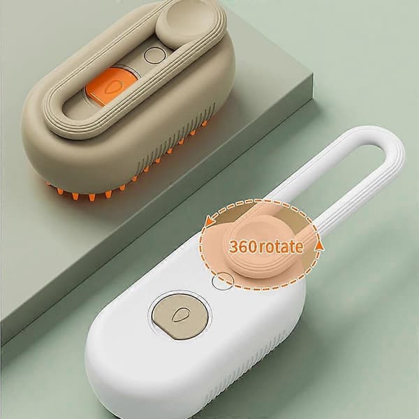 Roterende spraybørste til kæledyr, dobbeltvirkende værktøj til at fjerne hår og pels, til hunde og katte White Rotating handle