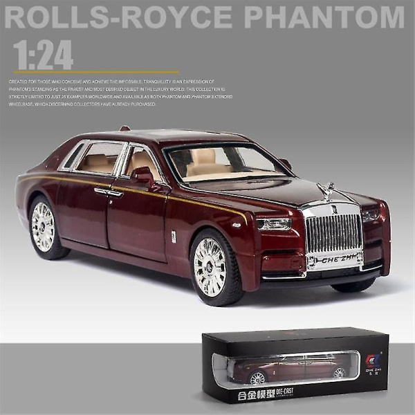 Hhcx-1/24 Alloy Diecast Rolls-royce Phantom Model Toy Car Simulation Sound Light Pull Back Collection Toys Vehicle For Children Gifts red with box