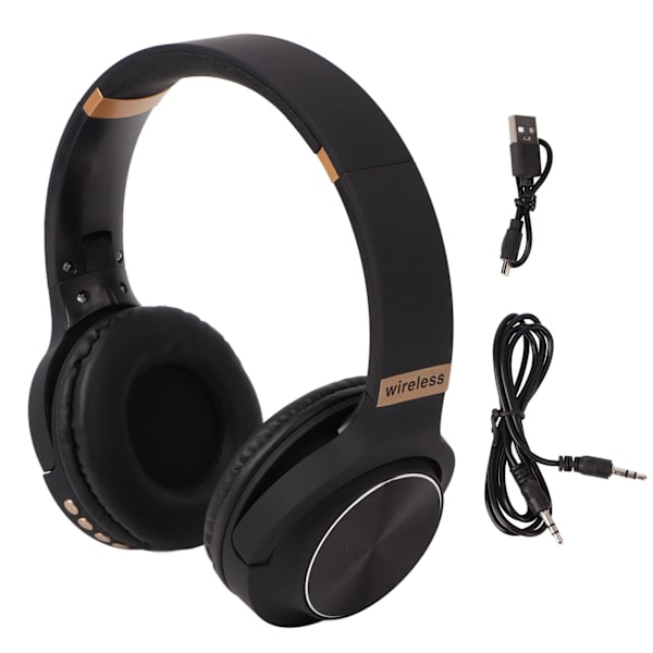 Foldbart Bluetooth Headset Multifunktionel Støjreducerende HiFi Stereo Trådløse Bluetooth Hovedtelefoner Sort