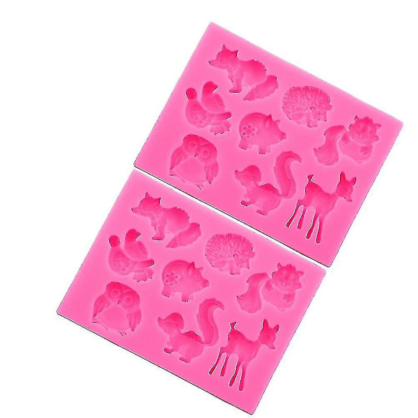 2 stk Bageforme Skovdyr Forme Silikone Fondant Kager Forme Bageværktøj Kreativ kageform