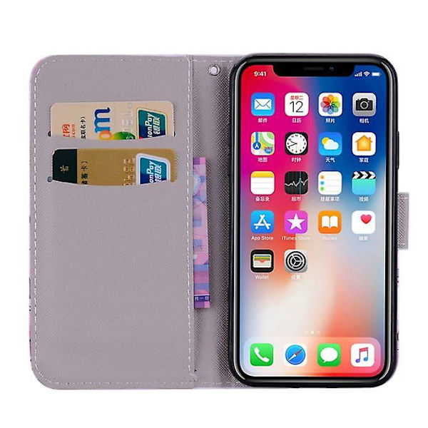 Vit kattmönster färgad ritning horisontellt flip case för Iphone X/Xs