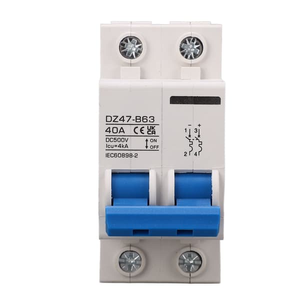 DZ47 B63 DIN-skinne Type B 2P 40A 500V DC Miniature Strømafbryder til Solcelleanlæg