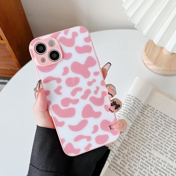 Fodral Till Iphone 13,läge Söt Milk Cow Print Telefonfodral,ultra Slim Soft Tpu Puskuri Stötsäkert Skyddsfodral För Iphone 13 - Rosa