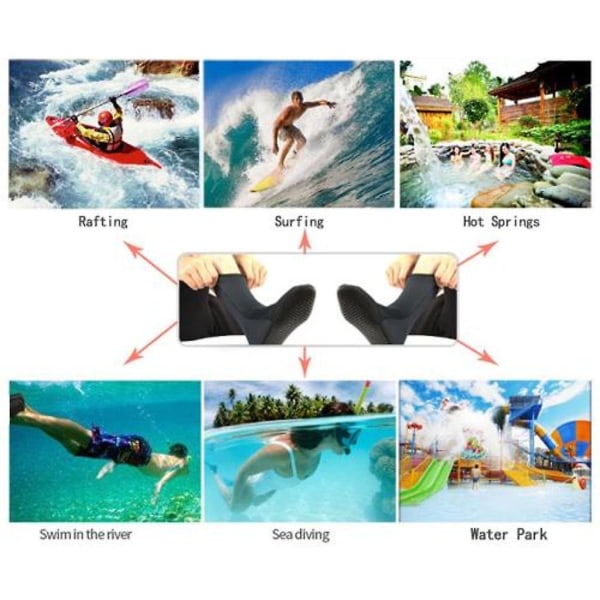 Neopren Sokker 3mm Strand Vandtætte Sokker Vand Støvler Sokker Til Dykning Svømning Surfing Snorkling Vade Kajak Rafting black XS (35-37)