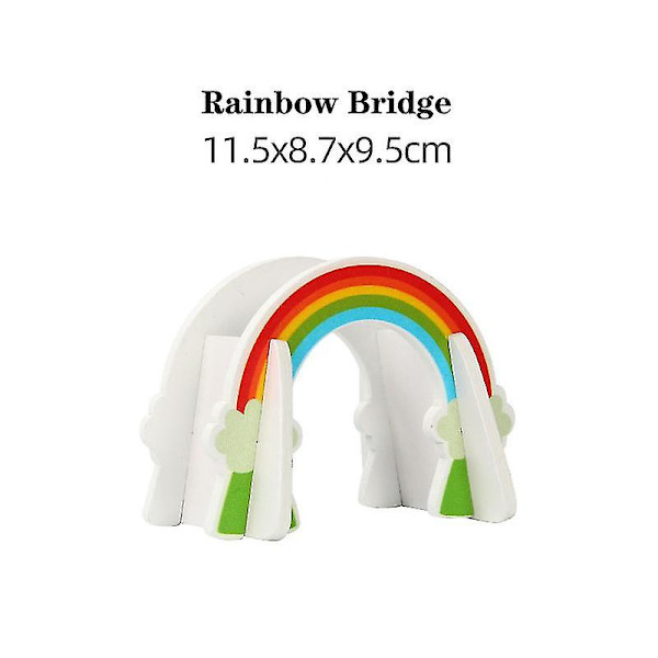 Hhcx-beech Tre togspordeler Veisperring Bensinstasjon Treskinner Tilbehør Passer for trejernbaneskinner Rode Leker For Barn Nytt Rainbow bridge