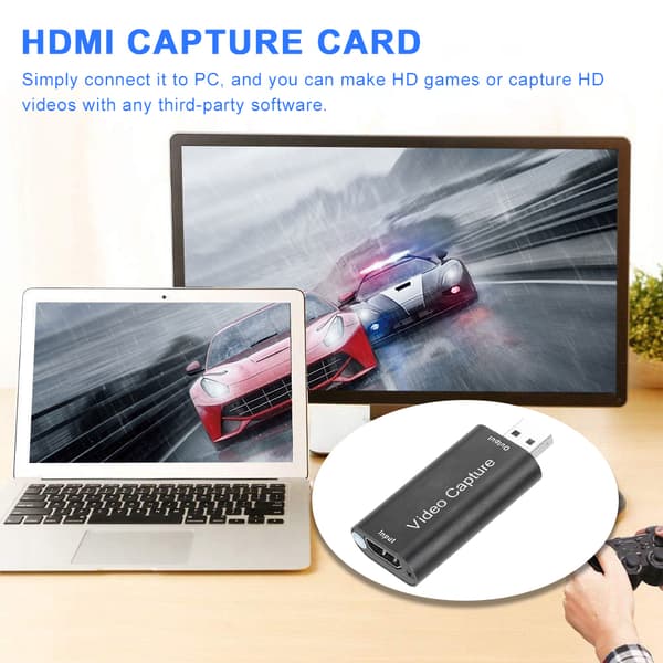 USB 2.0 HDMI HD Video Capture Card Mini Bærbar Adapter Sort til PC Computer