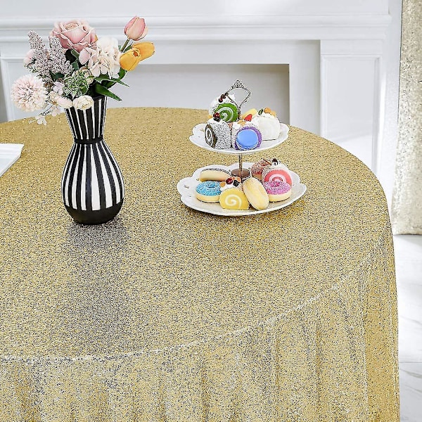 Rund pailletter dug, glitter dug til brude dekorationer Gold 180cm