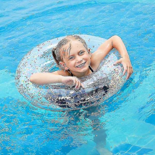 New Inflatable Pvc Children"s Transparent Sequin Swimming Ring
