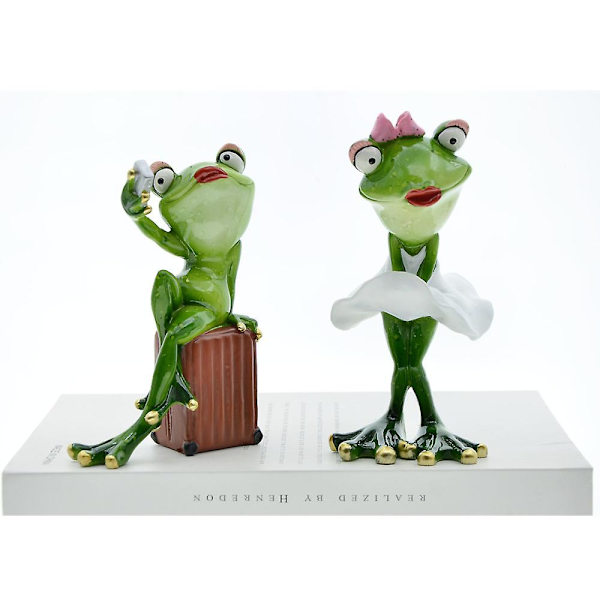 Frøstatue, Harpiks Plæne Have Dyrestatue, Havehave Vindueskarm Fe Have Skulptur Style 2