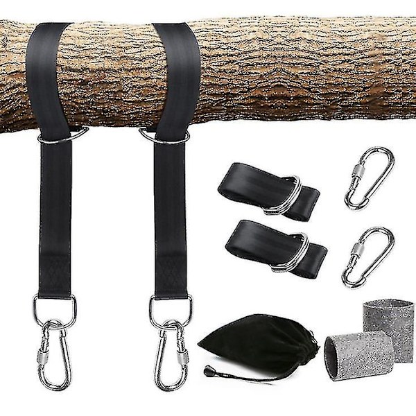 Tree Swing Hihnojen ripustussarja, jossa on kaksi sinkkiseoksesta valmistettua karabiinia