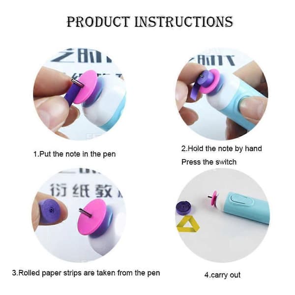 【BQ】Juya Quilling Tool, 2 i 1 Quilling Slotted Tool Papirrullende Elektrisk Penn Blue