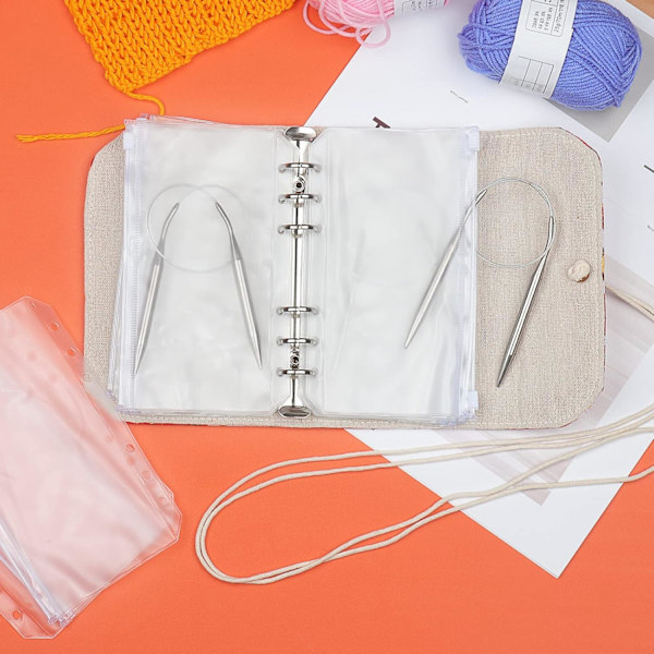 【BQ】Circular Knitting Needle Case for Storage, Compact Empty Circular Needle Case, Circular Needle Holder with 11 Clear Zipper Pockets Blue