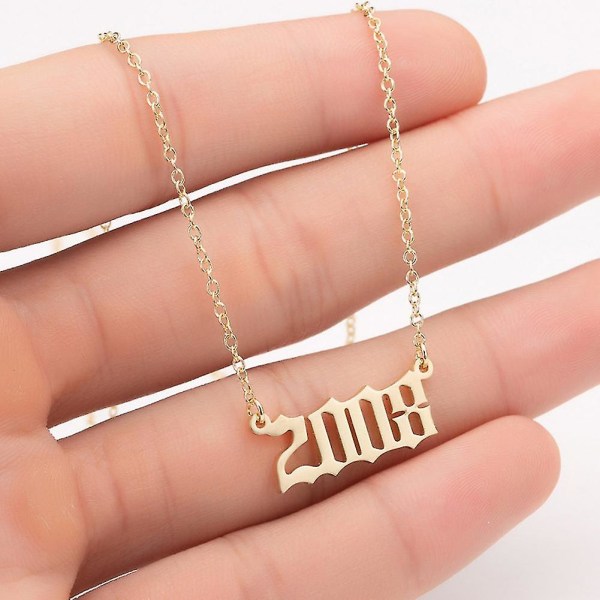 1980-2019 Birth Year Number Charm Pendant Stainless Steel Chain Necklace Jewelry Silver 1983