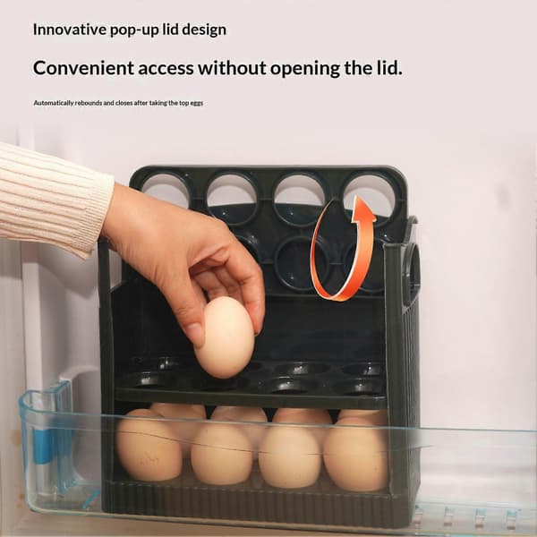 【BQ】Eggbeholder med stor kapasitet – 24 egg med skyveskuffer White