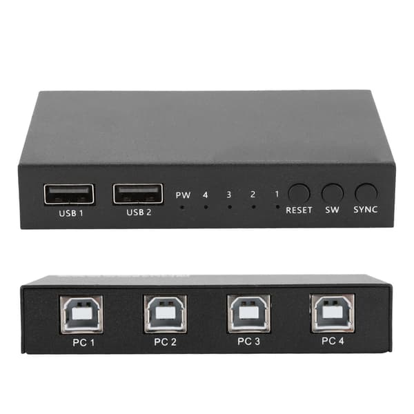 USB2.0 4-ports tastatur- og mus-switch til Windows Linux