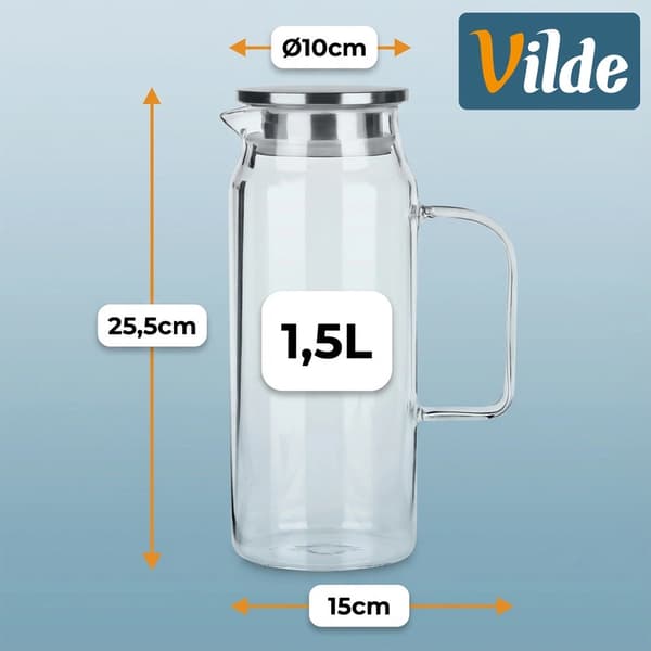 【BQ】Glaskande med si-låg, 1,5 L borosilikat-FF- 613