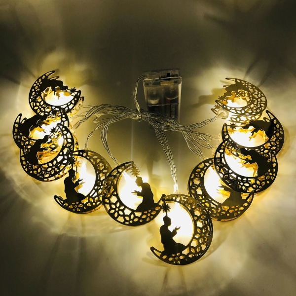 Eid Mubarak Star Moon Led String Lights Ramadan Kareem Til boligudsmykning Islamisk Muslim Festival Festartikler Eid Al-fitr C 1.65M 10LED