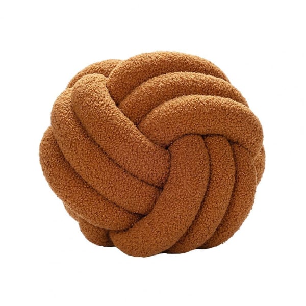Knotted Ball Throw Pillow Ultra Soft Companionship Decorative Hand-woven Knotted Ball Lamb Velvet Sofa Cushion For Bathroom Brown