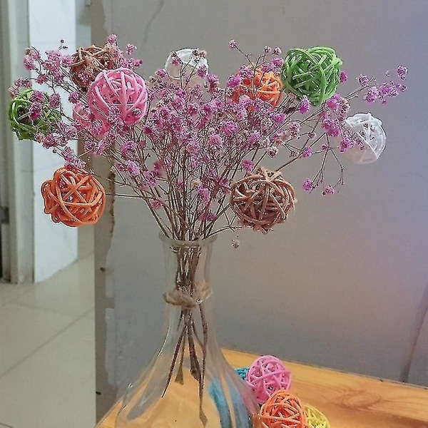 10st 5cm Wicker Rotting Balls Bord Bröllopsfest dekoration Red